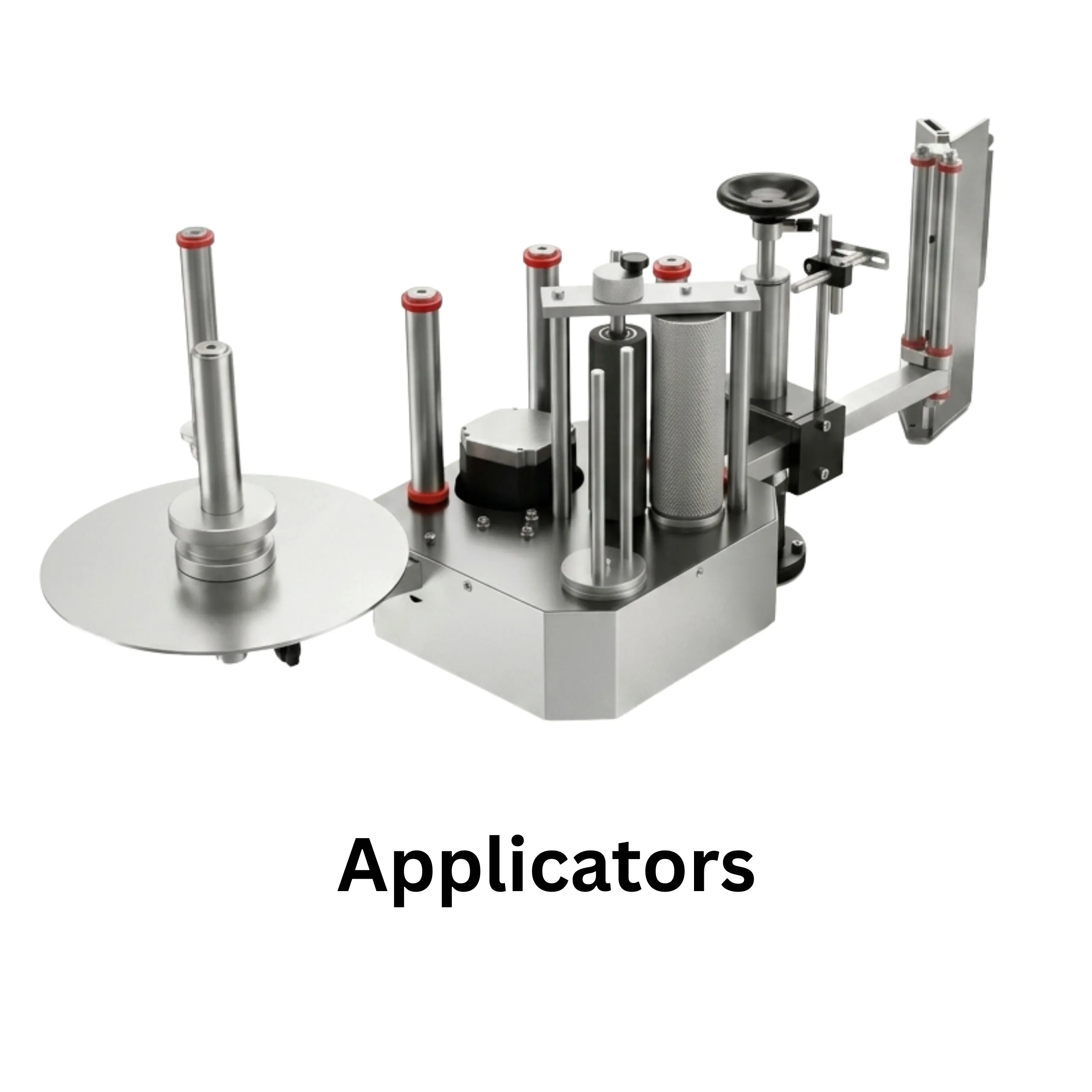 Industrial sticker label applicators for packaging machines