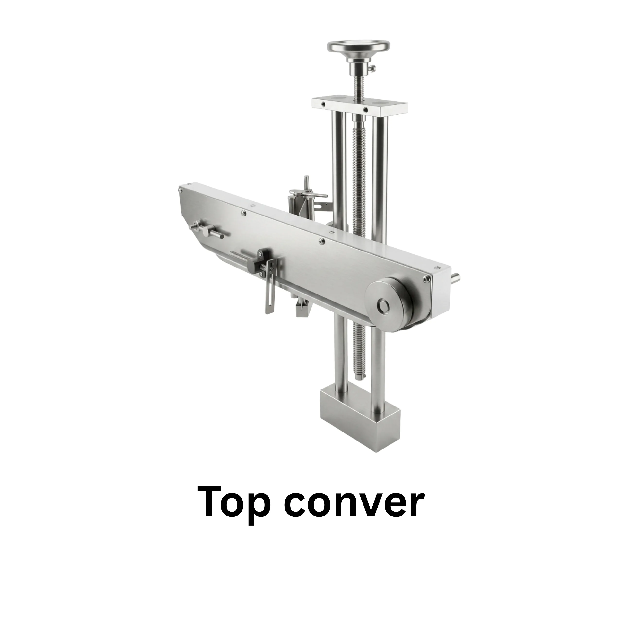 Top conveyor unit for automated labeling machine